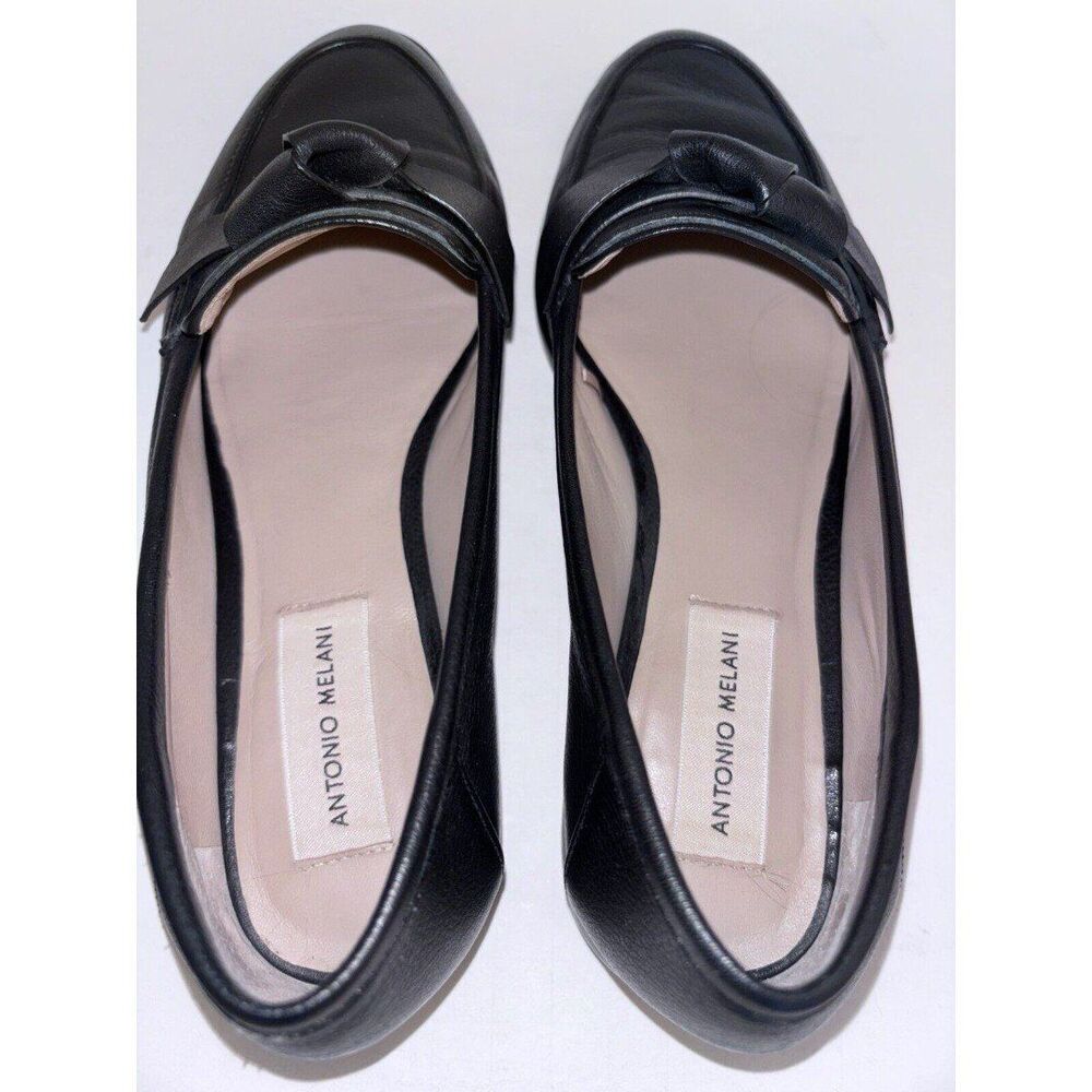 Antonio Melani Darlene Black Leather Loafers 7.5M - Picture 3 of 11
